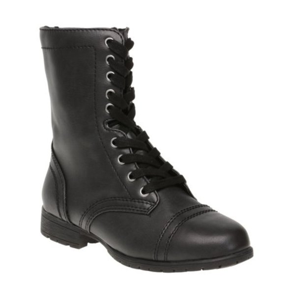 Shoes - Memory Foam Black Lace up Combat Boots Size 8.5W